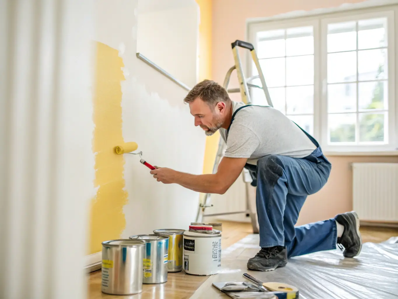 A close-up shot of a painter's hand carefully applying a detailed finish to interior trim, highlighting the precision and artistry involved in achieving a high-quality interior paint job.